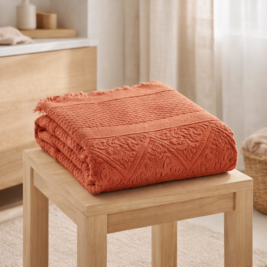 Drap de bain Zoe Sienne 100 x 180 en situation