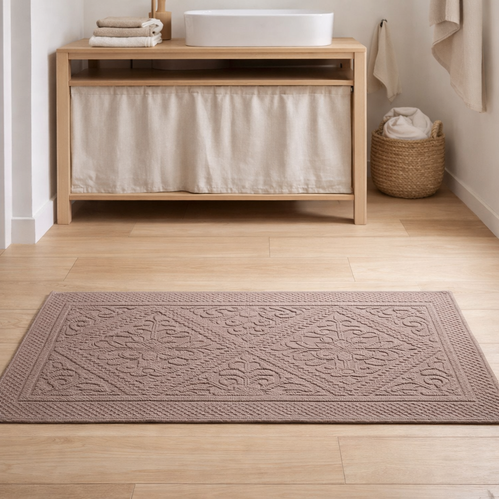 Tapis de bain Enzo Noisette 54 x 110 en situation
