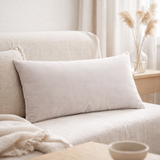 Coussin uni Elise Craie 40 x 65 en situation