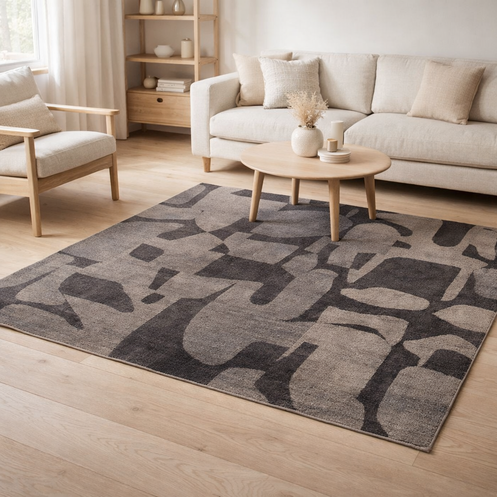 Tapis Kyara Carbone 160 x 230 x 1 en situation