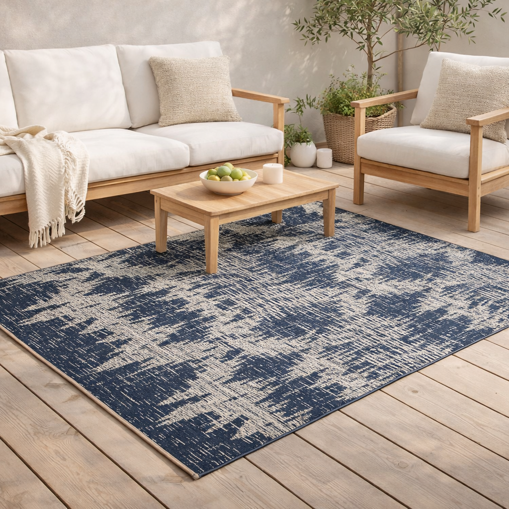 Tapis Tessa extérieur Marine 120 x 170 en situation