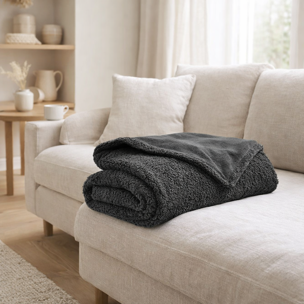 Plaid Barry Cendre 130x160 en situation