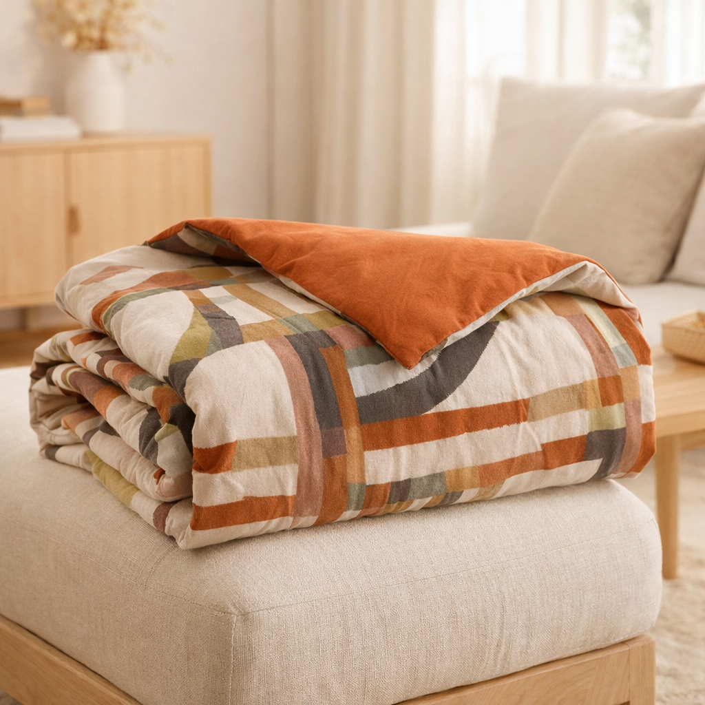 Plaid Naël Chambray Multico 135 x 200 en situation