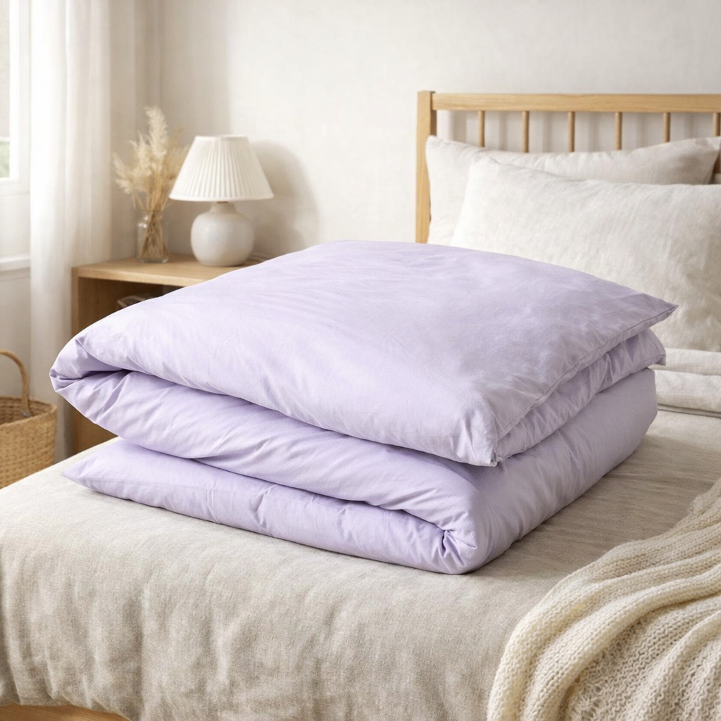 Housse de couette Céleste Lilas 200 x 140 en situation