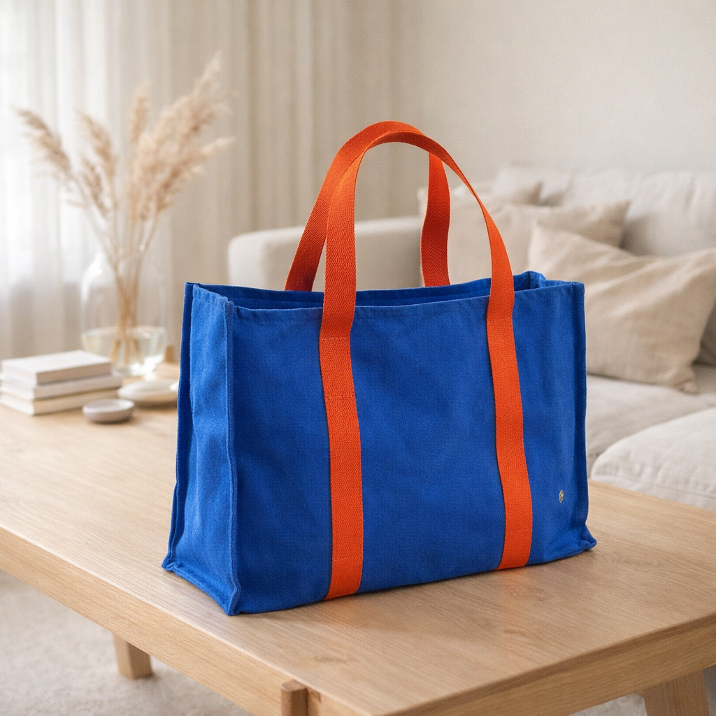 Sac daily Iona Bleu Mécano 25 x 38 x 15 en situation