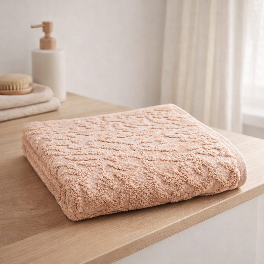Serviette de toilette Gilda Aubépine 50 x 100 en situation