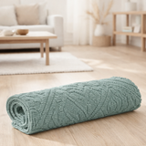 Tapis de bain uni Enzo Vert de gris 70 x 140 en situation