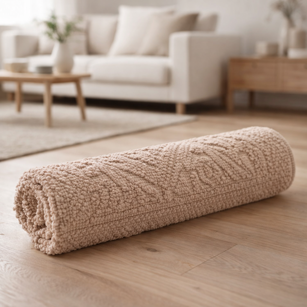 Tapis de bain uni Enzo Aubépine 70 x 140 en situation