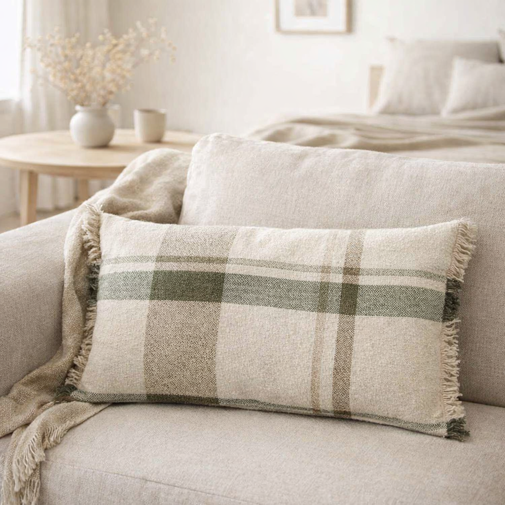 Coussin jacquard Jane Multico 40 x 65 en situation