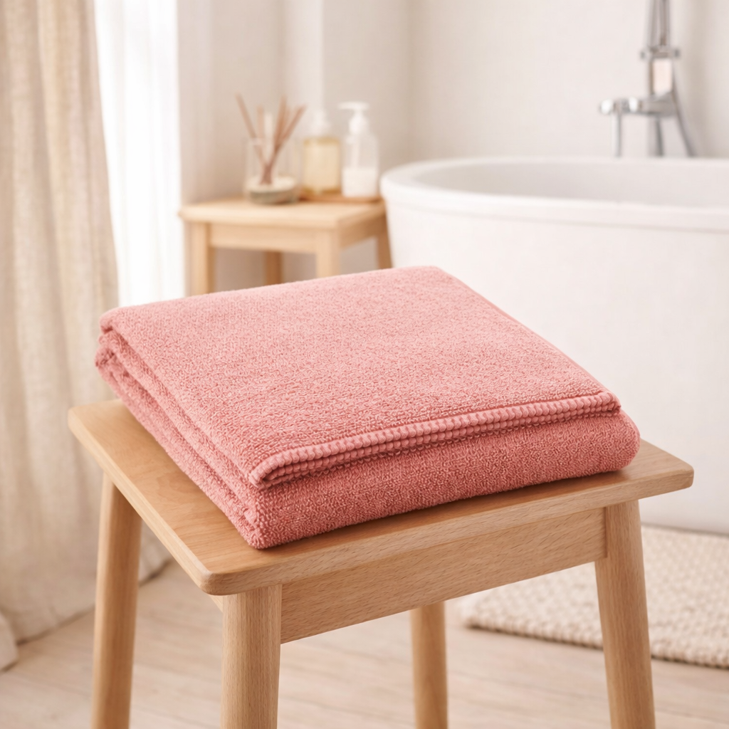 Drap de bain Bora Azalée 90 x 150 en situation