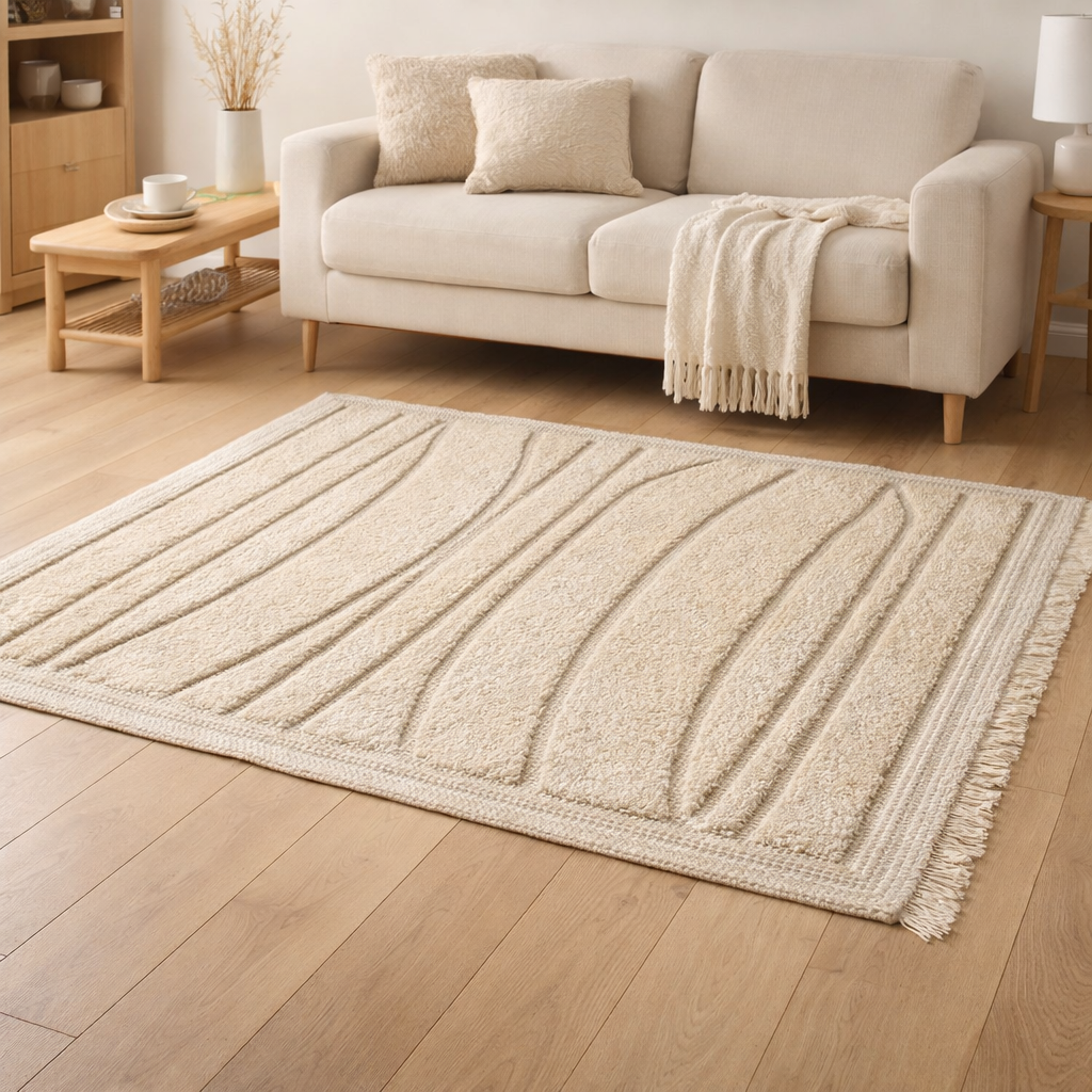 Tapis Solan 2 Neige 160 x 230 en situation