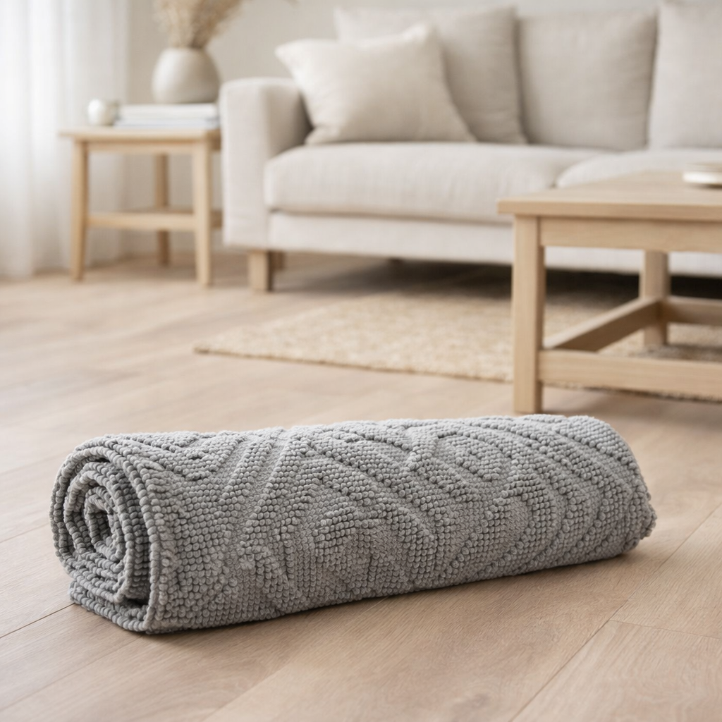 Tapis de bain uni Enzo Orage 70 x 140 en situation