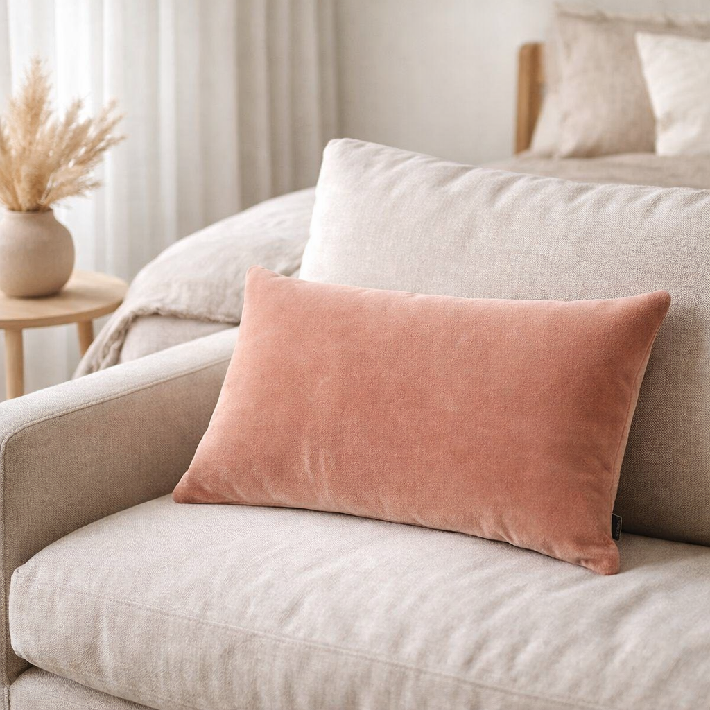 Coussin uni Elise Epice 30 x 50 en situation