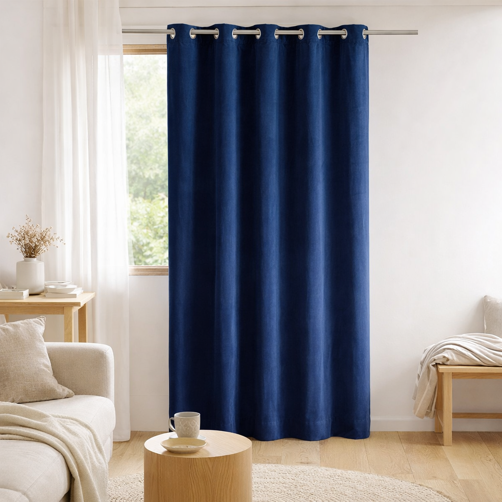 Rideau uni Elise Cobalt 140 x 280 en situation