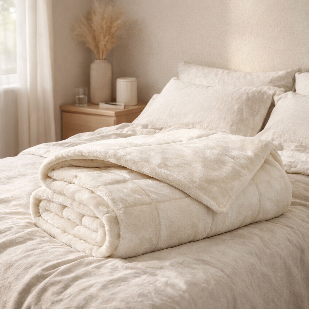 Jeté de lit Betender Neige 225 x 260 en situation