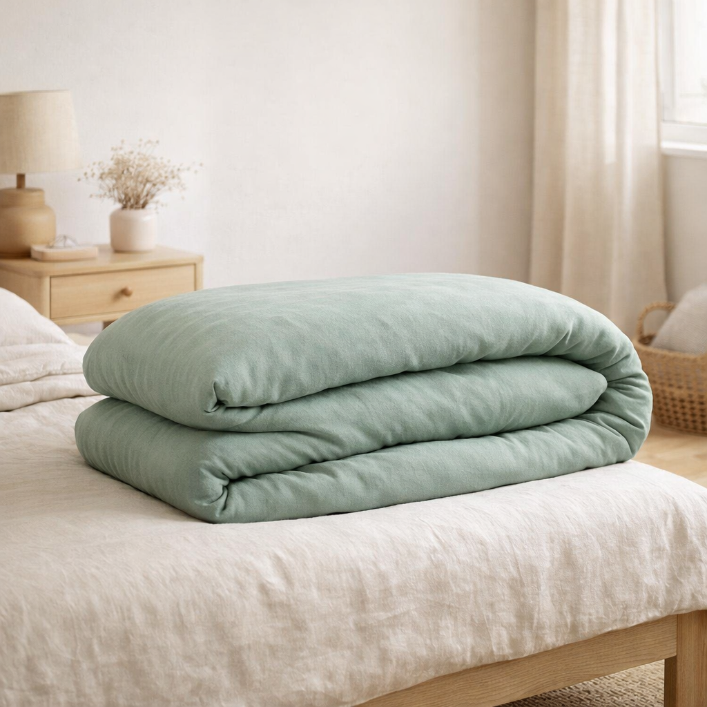 Housse de couette Kala Sauge 260 x 240 en situation