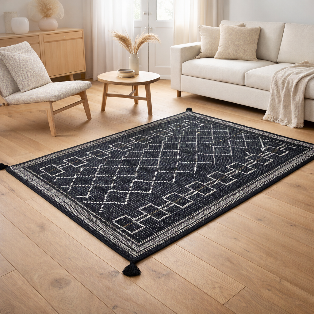 Tapis Gimie Charbon/ivoire 160 x 230 en situation