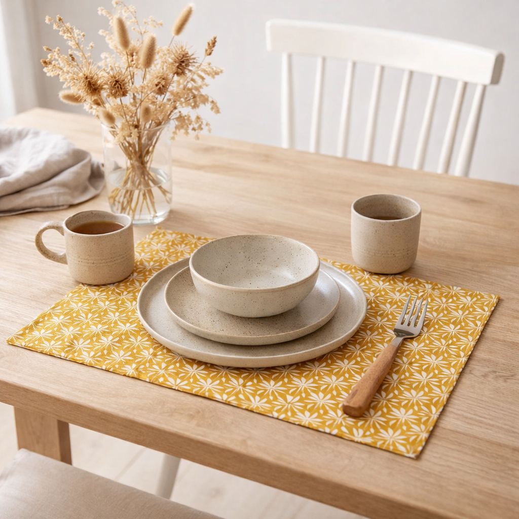 Set de table Calypse Curry 33 x 48 en situation