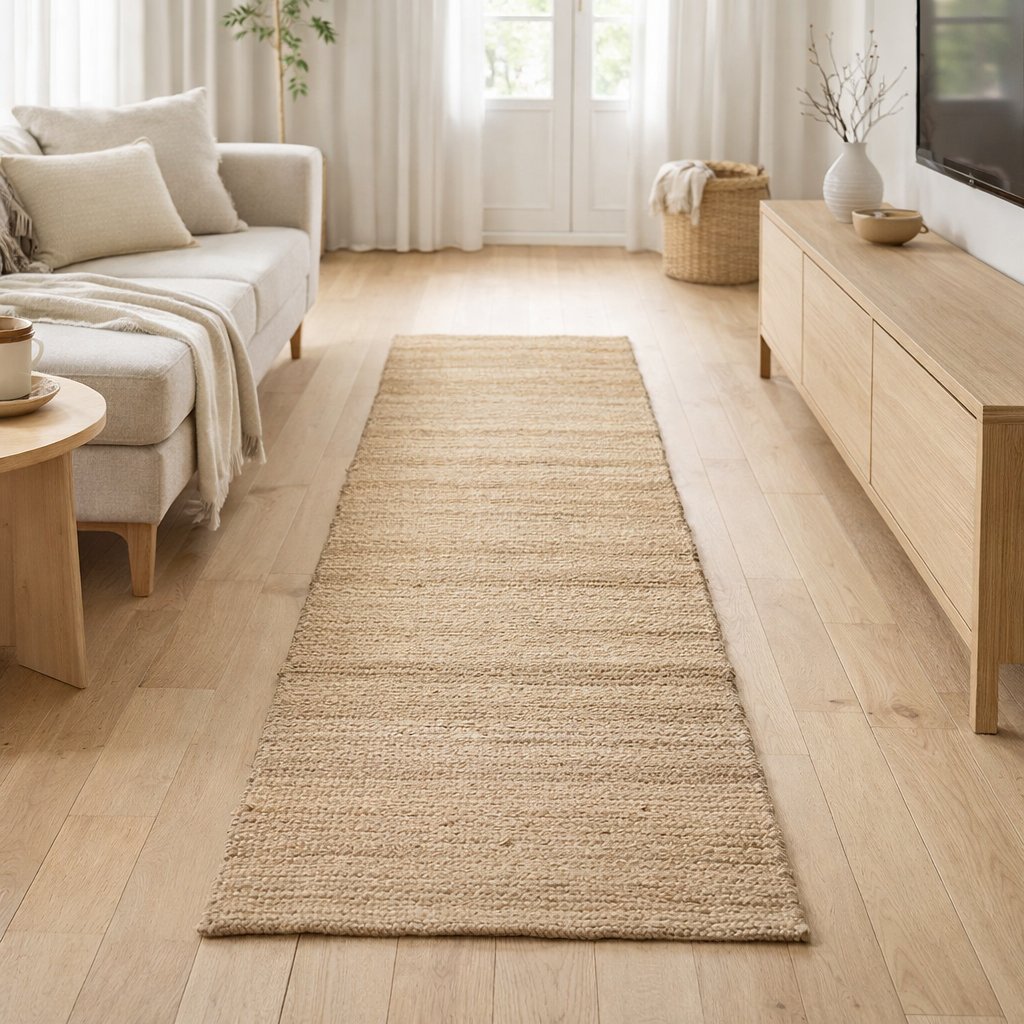 Tapis uni Jarod Naturel 60 x 200 en situation