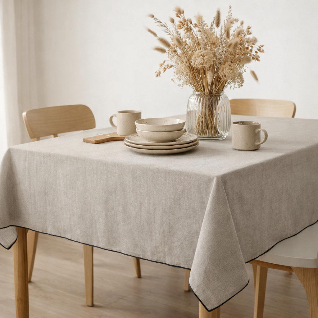 Nappe recyclée Grace Ombre 140 x 140 en situation