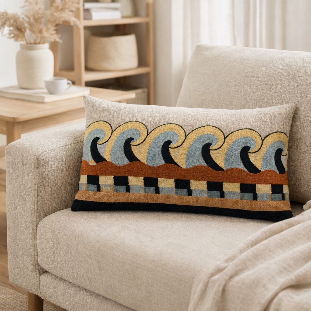 Coussin brodé Adria Multico 30 x 50 en situation