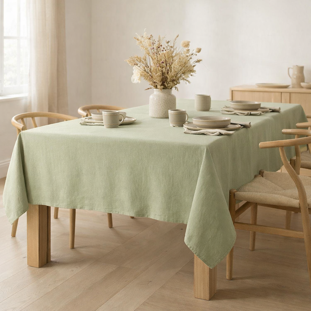 Nappe recyclée Grace Amande 170 x 300 en situation