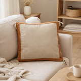 Coussin Elise Chambray Rouille 45 x 45 en situation
