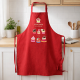 Tablier de cuisine sans poche Cupcake recyclé Rouge 72 x 90 en situation