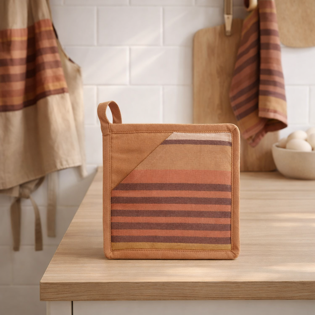 Manique 2 en 1 recyclée Yuna Terracotta 20 x 20 en situation