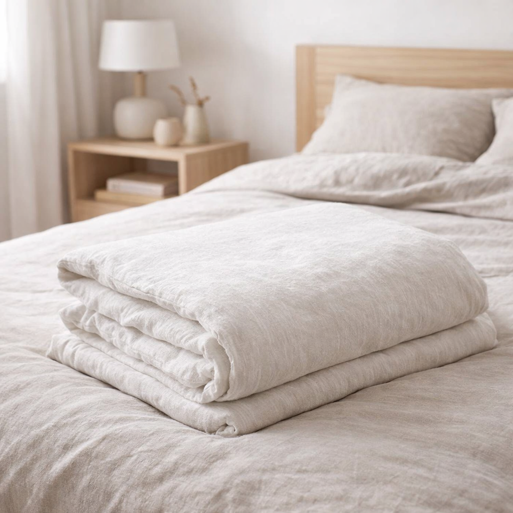 Housse de couette Stonewashed Zeff Blanc 260 x 240 en situation