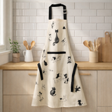 Tablier de cuisine imprimé Dubout Multi chatons Ficelle 72 x 85 en situation