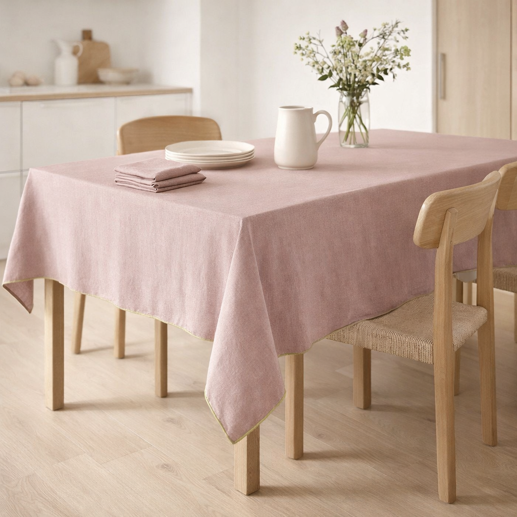 Nappe recyclée Grace Parme 140 x 140 en situation
