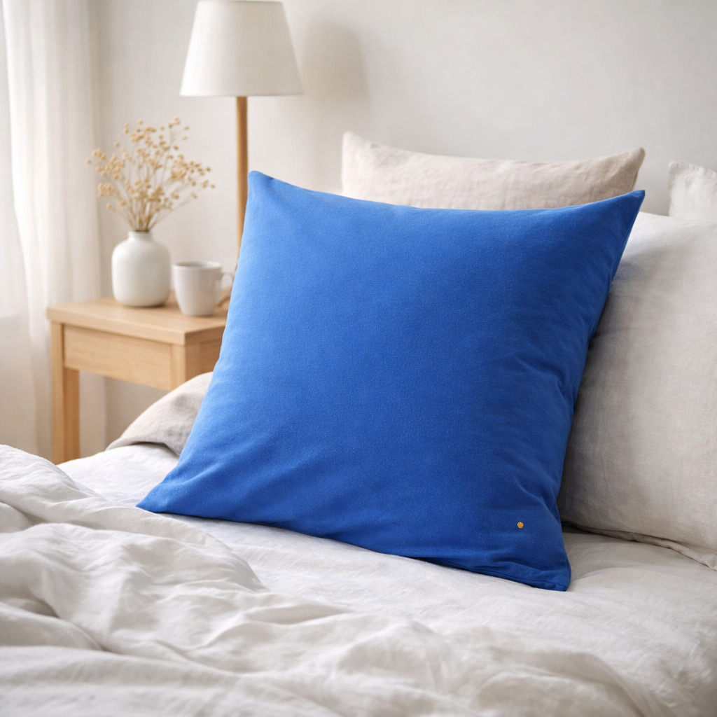 Taie d'oreiller Céleste So blue 65 x 65 en situation