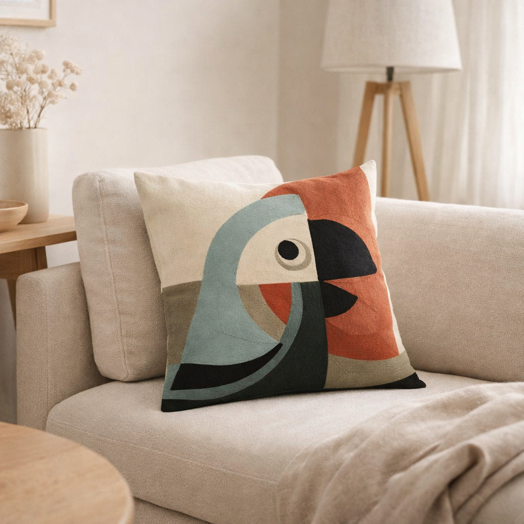 Coussin brodé Loro Ciel 45 x 45 en situation