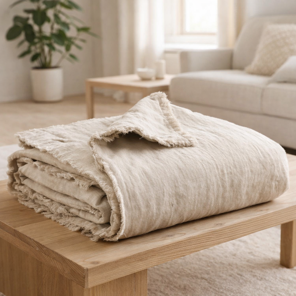 Plaid uni Laly Lin 135 x 200 en situation