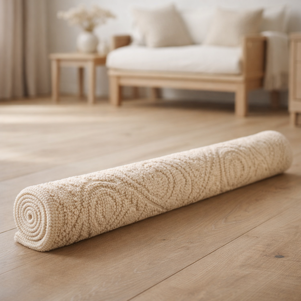 Tapis de bain uni Enzo Vanille 54 x 110 en situation