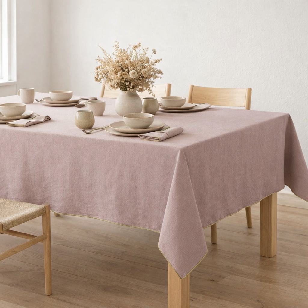 Nappe recyclée Grace Parme 140 x 250 en situation