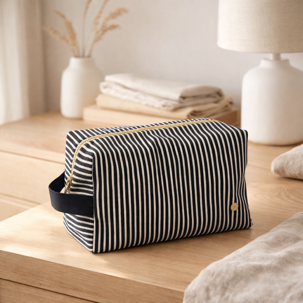 Trousse cube Basile Caviar 14 x 22 11 en situation