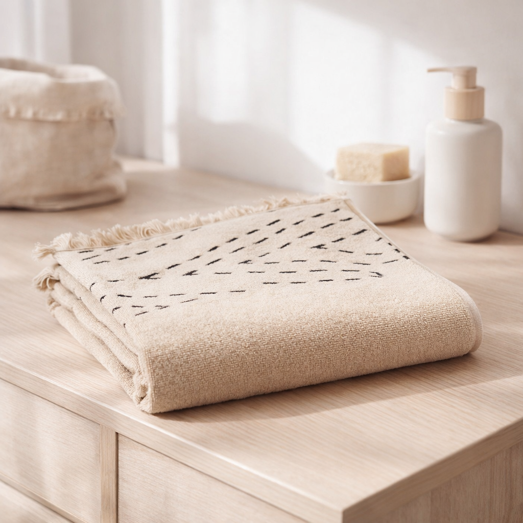 Serviette de toilette Julia Lin 50 x 100 en situation