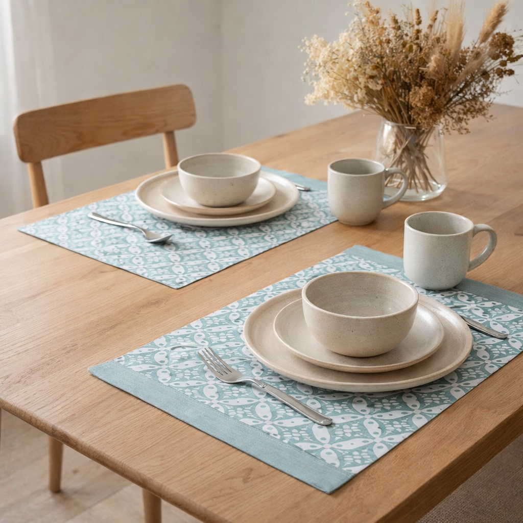Set de table enduit Fatou recyclé Alizee 33 x 48 en situation