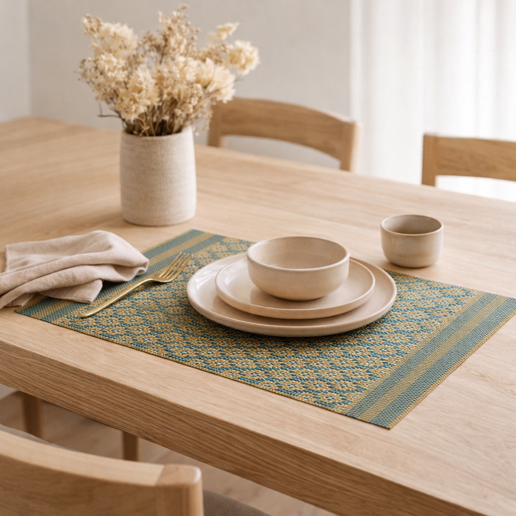 Set de table Kadra Paon/or 33 x 45 en situation