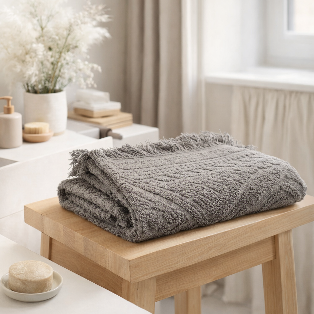Drap de Douche Zoé Orage 70 X 140 en situation
