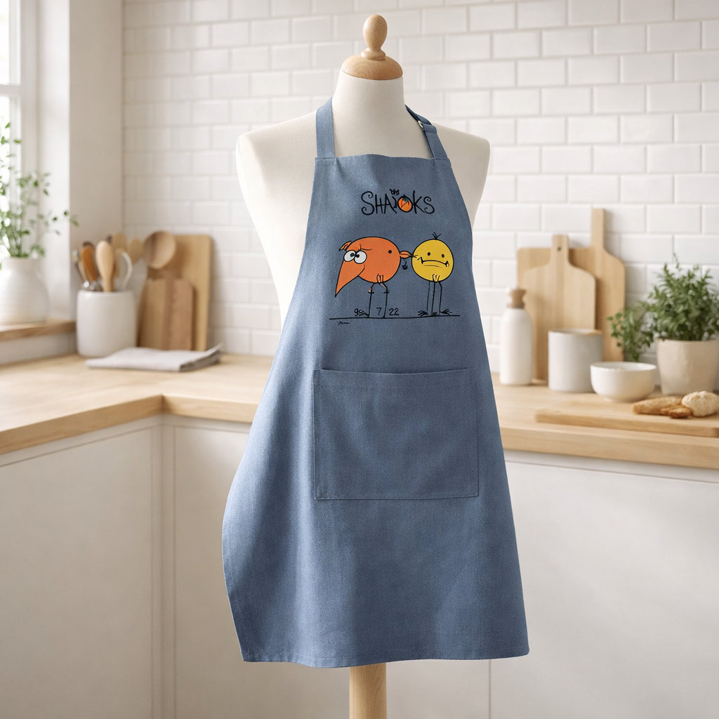 Tablier de cuisine Shadoks Ils pompaient Jeans 90 x 72 en situation