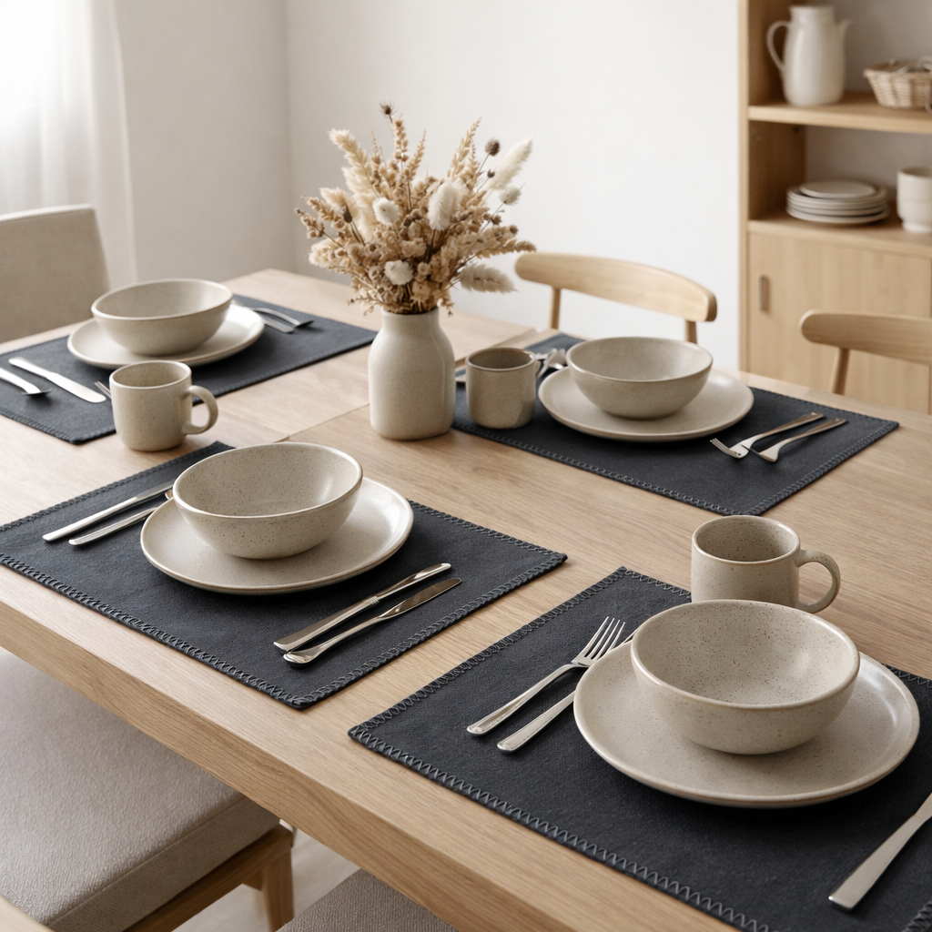 Lot de 4 sets de table recycles Delia Ombre 33 x 45 en situation