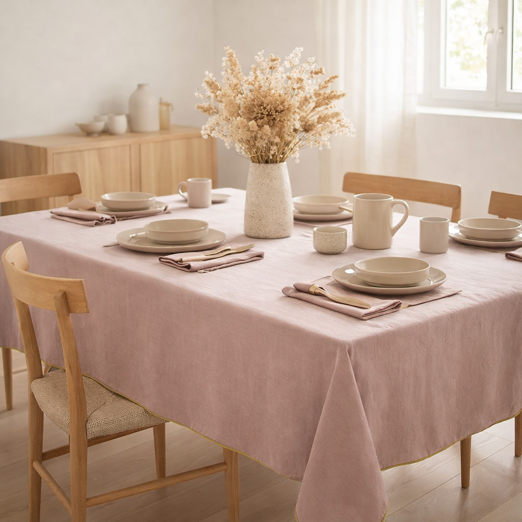 Nappe recyclée Grace Parme 180 x 350 en situation