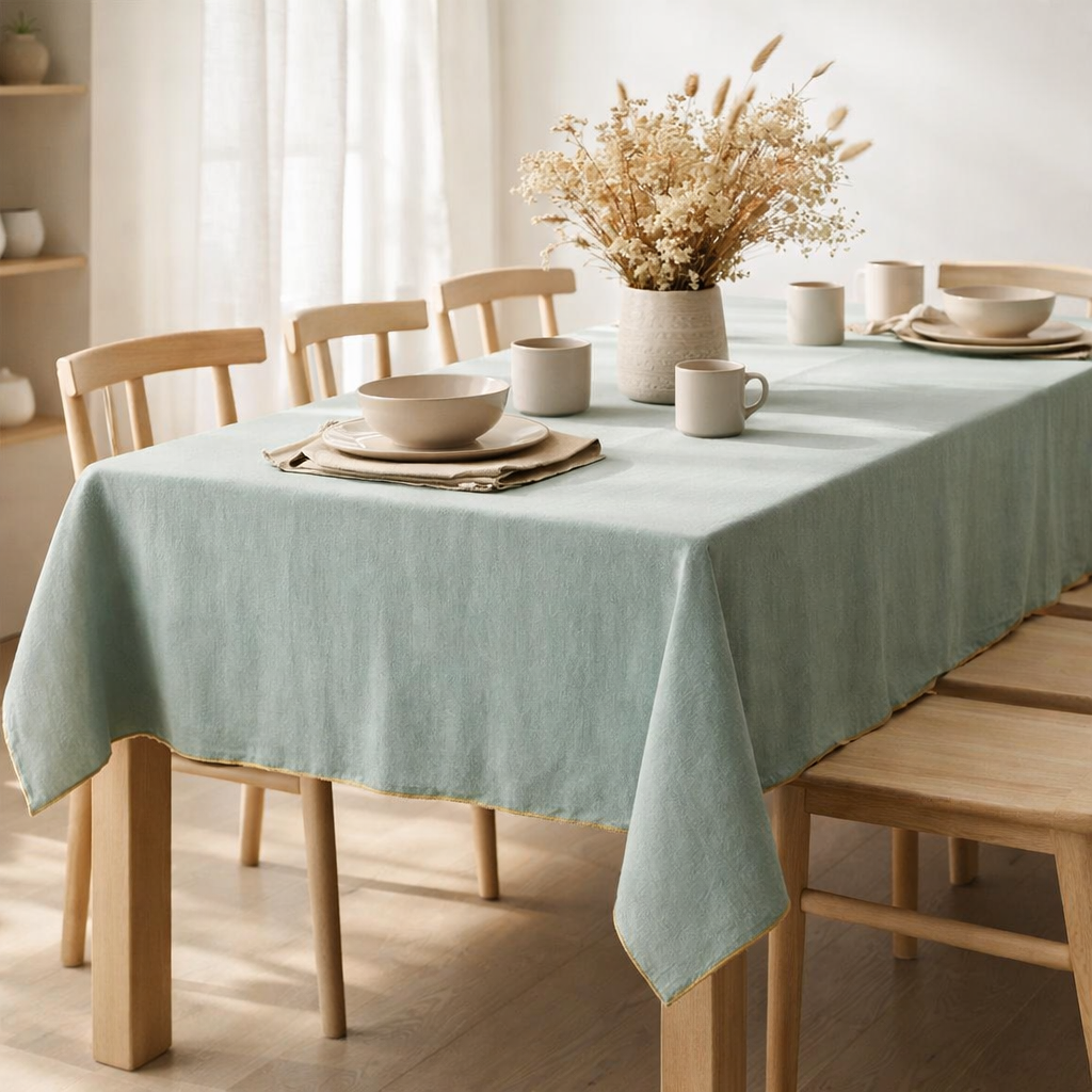 Nappe recyclée Grace Aqua 180 x 350 en situation