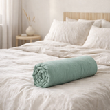 Drap housse Calita Sauge 180x200 bonnet 30 cm en situation