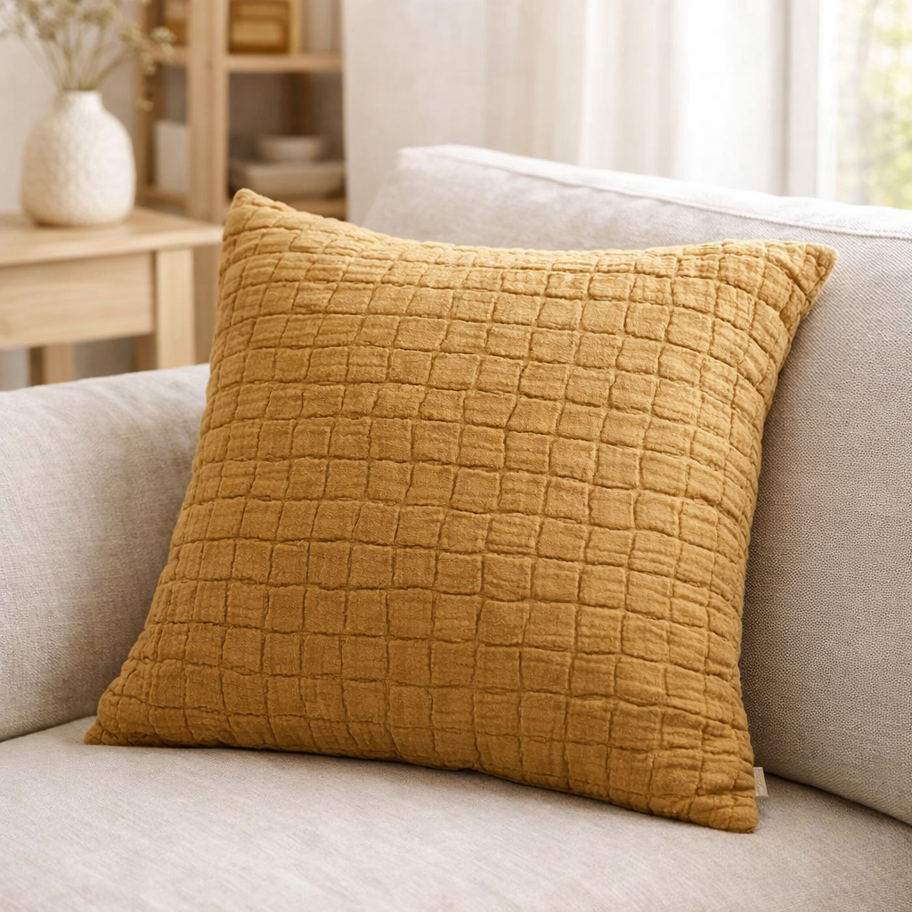 Coussin Swami Safran 45 x 45 en situation