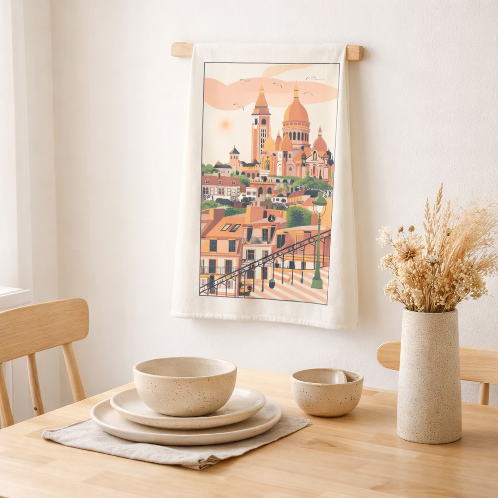 Torchon Village Montmartre Ecru 48 x 72 en situation