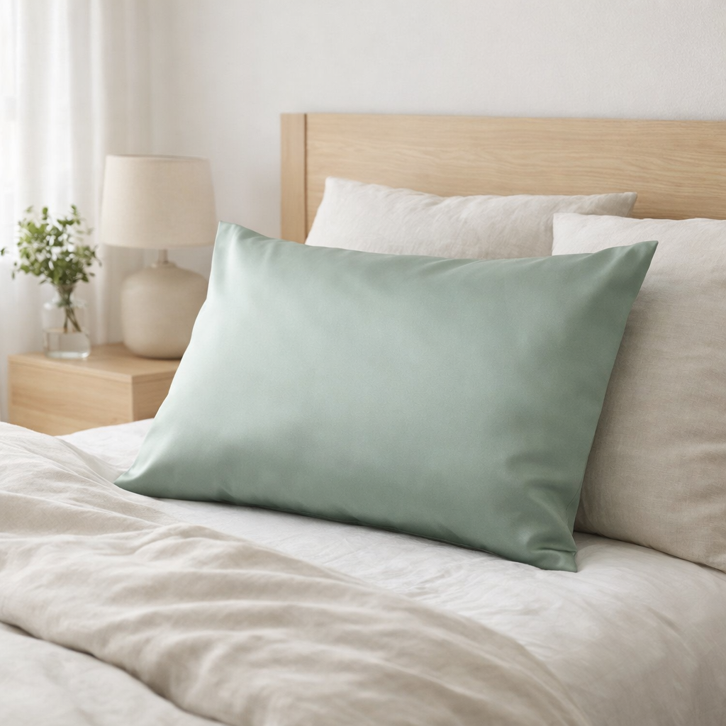 Taie d'oreiller Ashley Vert de gris 50 x 75 en situation